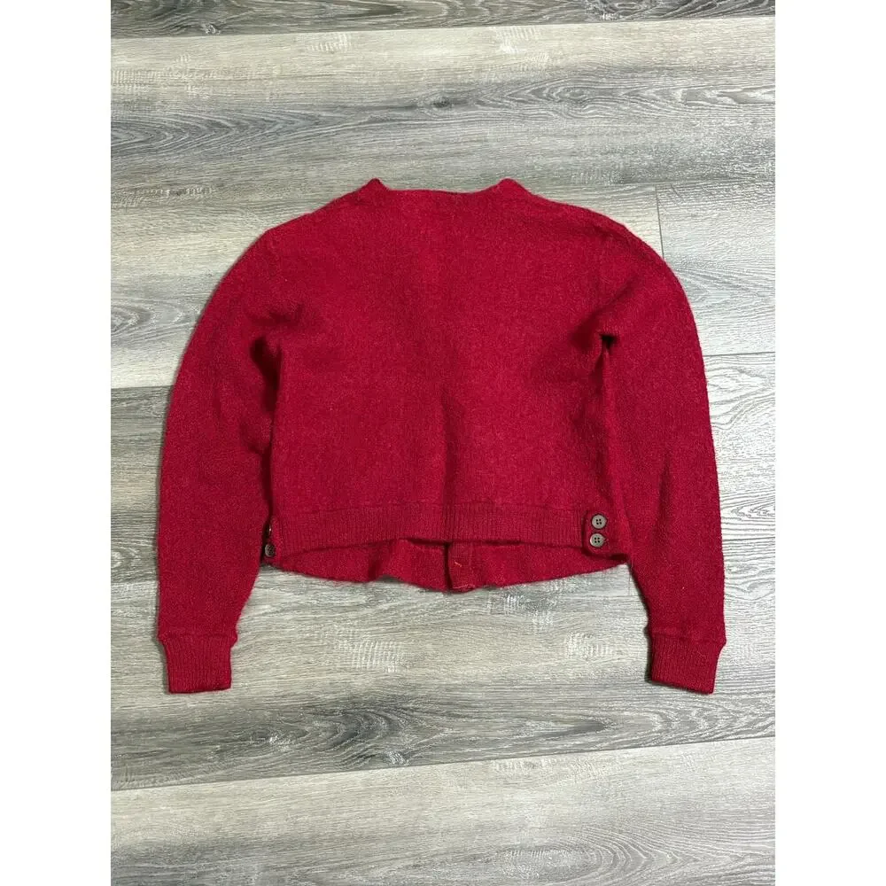 Vintage 60s Kandahar Deluxe Red Mohair Cardigan Kurt Cobain Sweater - Men Medium